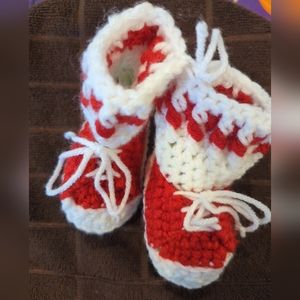Crochet Red Chucks Baby Booties